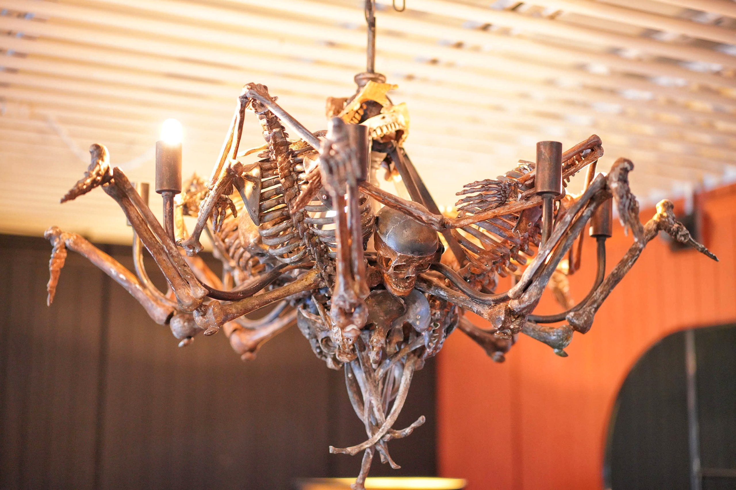 其他周邊布置,超型格骷髏燈,令人聯想起奧地利嘅人骨教堂。