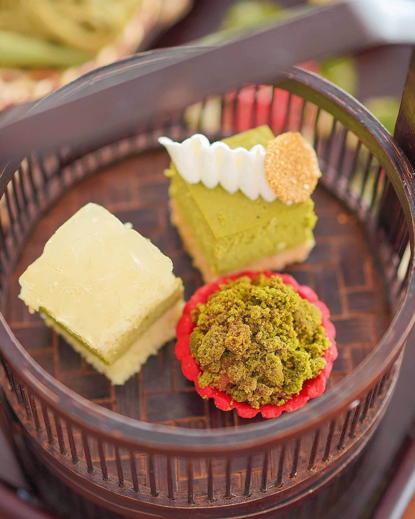 北海道綠茶奶凍配紅豆、京都綠茶白朱古力蘆薈啫喱海綿蛋糕、焗綠茶芝士餅